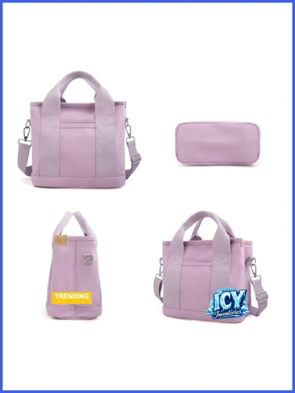 Canvas Mini Crossbody Tote Bag with Pockets for Women